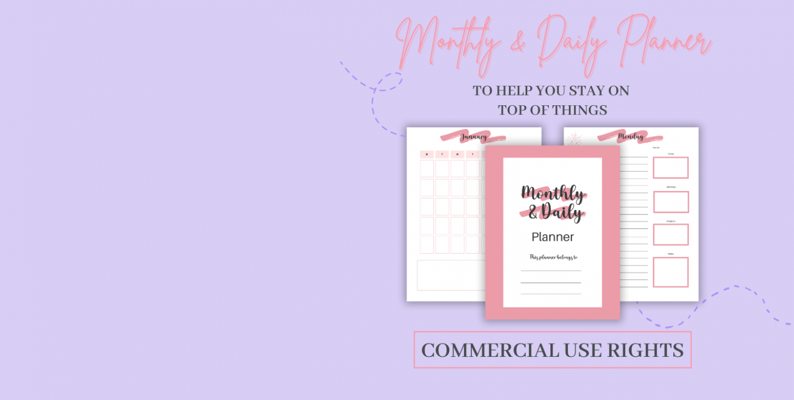 free monthly daily planner plr